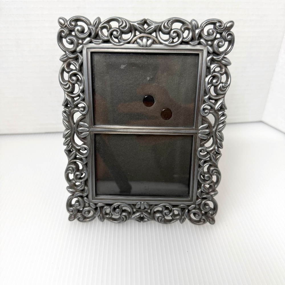 Vintage Art Nouveau Pewter Dual Portrait Picture Photo Frame 3.5" x 2.5"